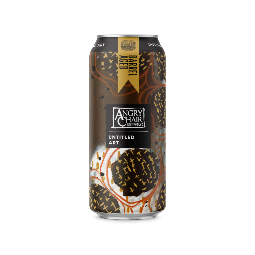A can with a black and brown design on it.